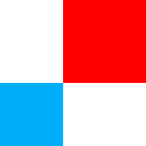 Logo Willem ein rotes und ein blaues Quadrat